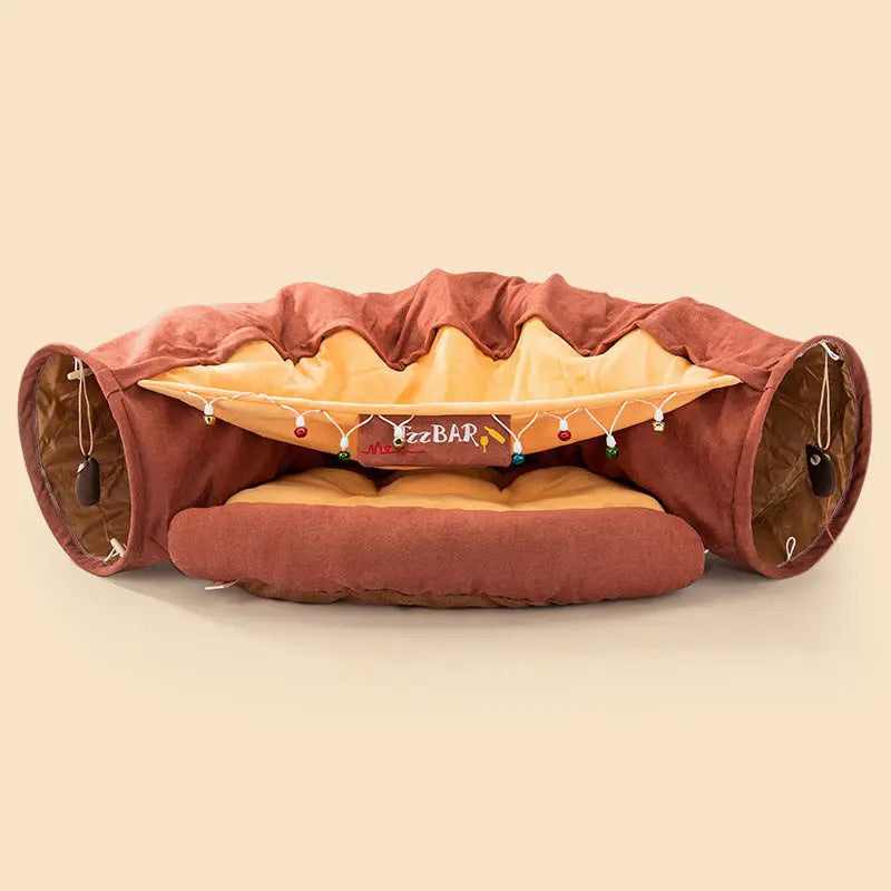 Cozy Cat Tunnel Bed for Sleeping and Interactive Playtime
