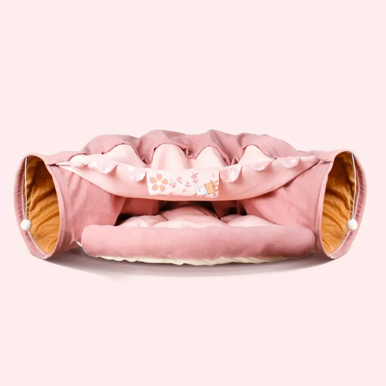 Cozy Cat Tunnel Bed for Sleeping and Interactive Playtime