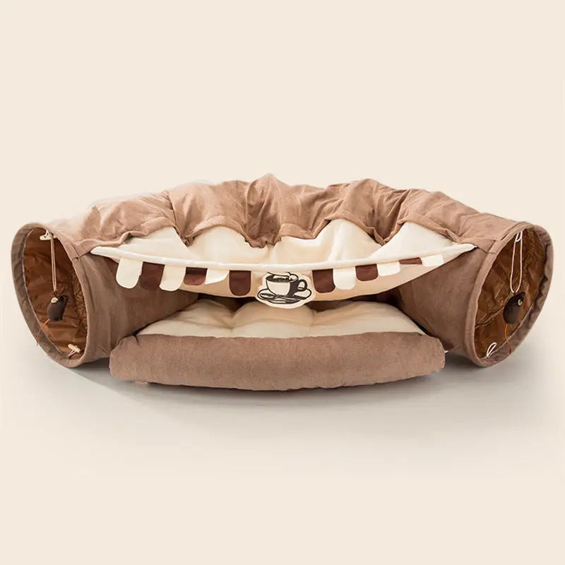 Cozy Cat Tunnel Bed for Sleeping and Interactive Playtime
