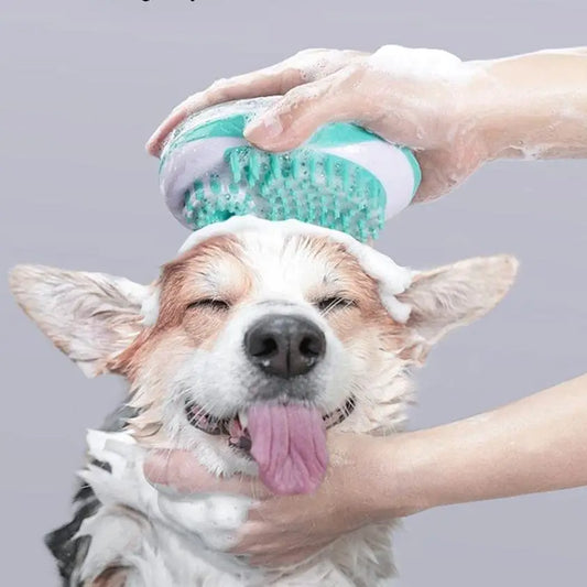 Dog Bath Brush with Shampoo Dispenser for Easy Cleaning