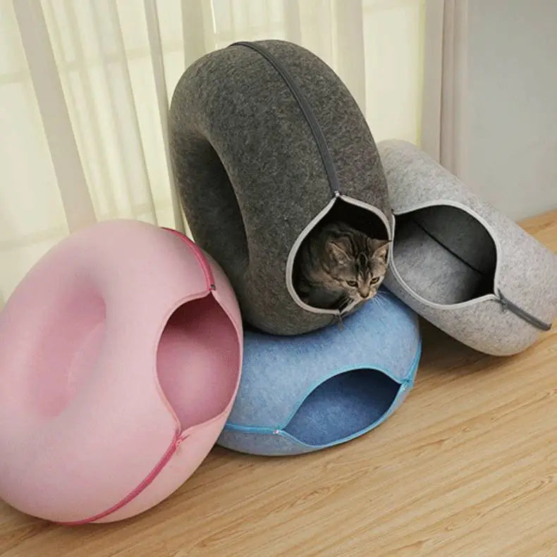 Round Donut Cat Bed for Small and Medium Cats