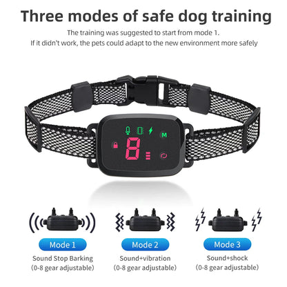 Smart Anti-Bark Dog Collar - HD Display, Rechargeable, Waterproof IP67 Bark Control for All Breeds