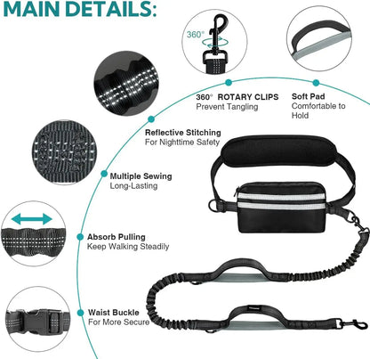 Walk Free: Hands-Free Dog Leash with Zipper Pouch