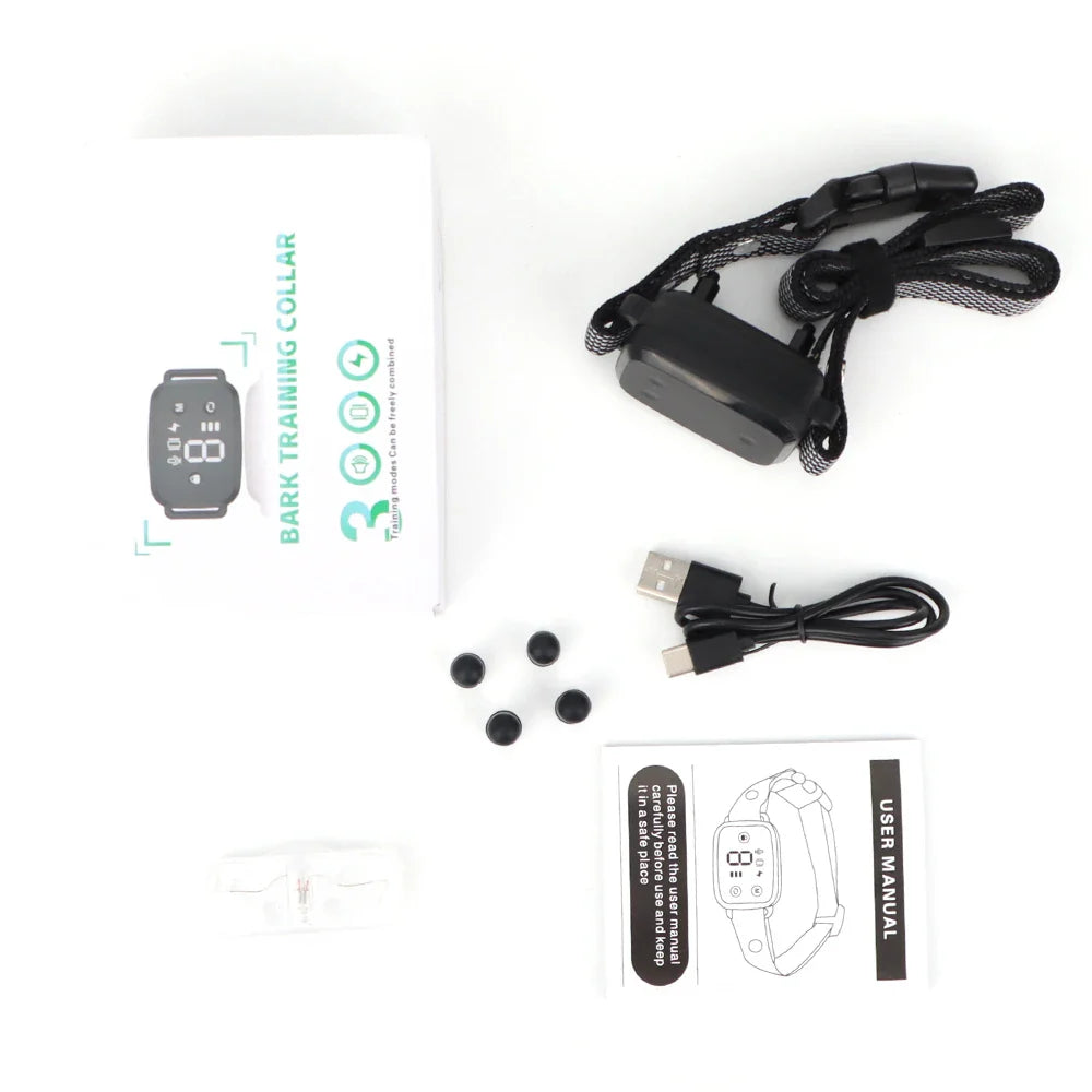 Smart Anti-Bark Dog Collar - HD Display, Rechargeable, Waterproof IP67 Bark Control for All Breeds