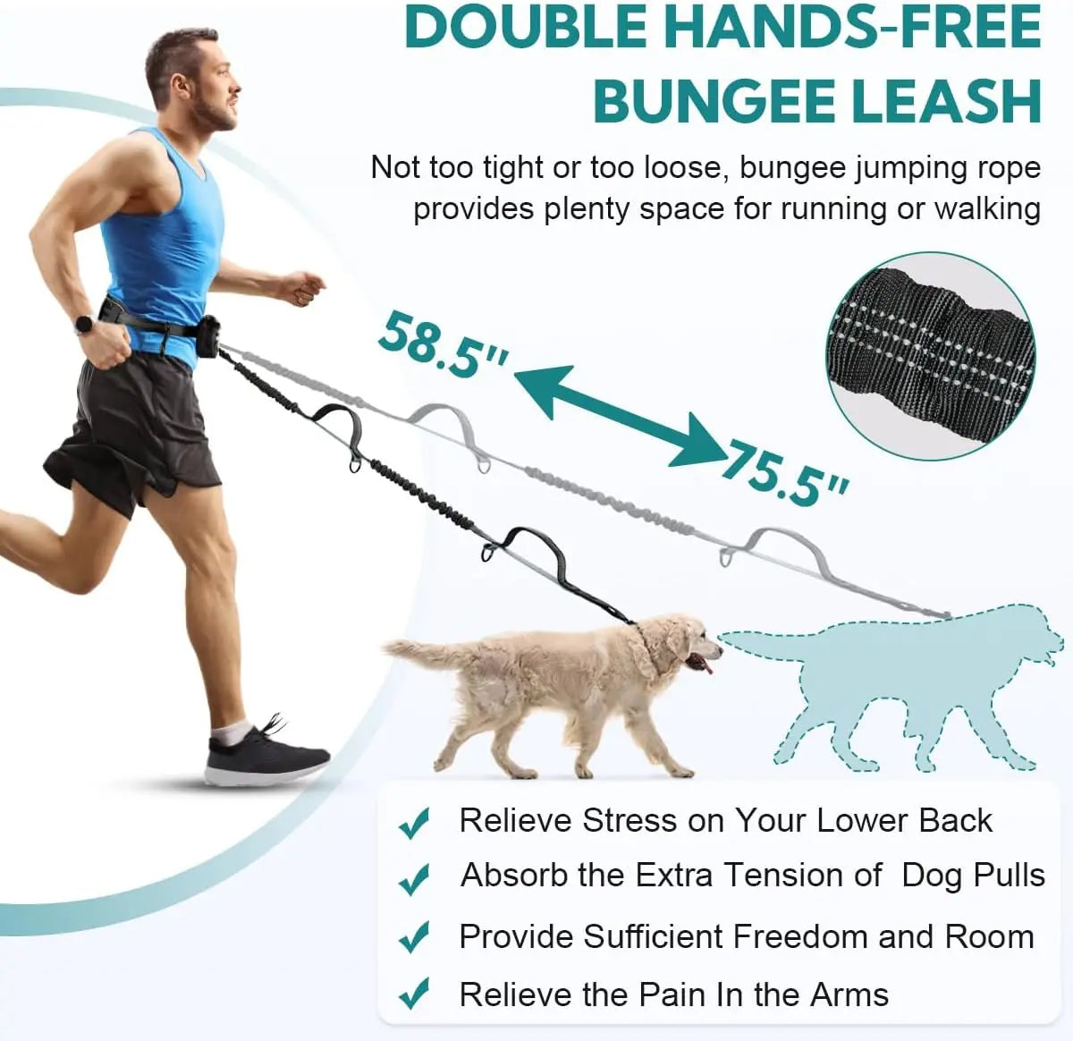 Walk Free: Hands-Free Dog Leash with Zipper Pouch