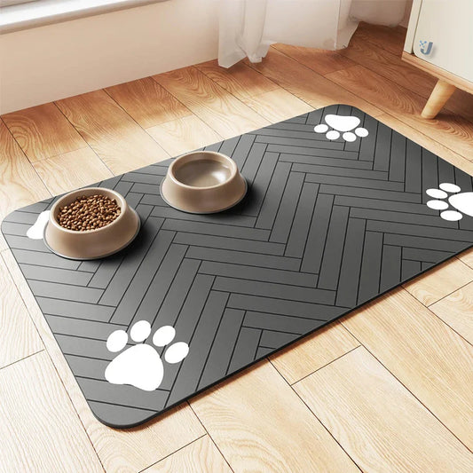 Pet Placemat for Food and Water Bowl, with Waterproof Rubber Backing, Quick Dry Water Mat for Dog Cat