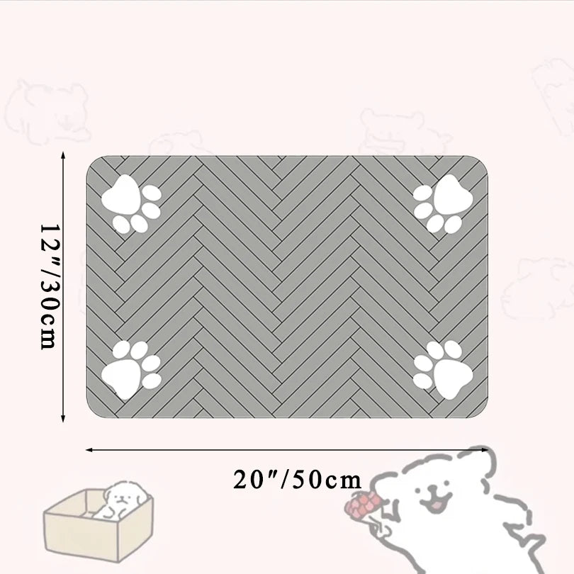 Pet Placemat for Food and Water Bowl, with Waterproof Rubber Backing, Quick Dry Water Mat for Dog Cat